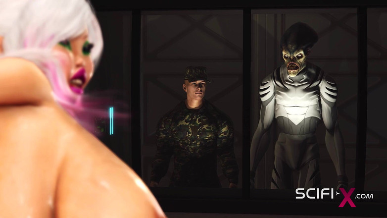 SciFi-X transgender: Area 51. Sci-fi humanoid android futa bermain dengan cewek semok seksi...