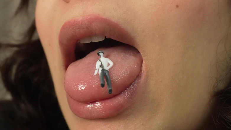 AmayaMori: Giantess Stepsister Bubble Gum Trap Tiny Man Caught in Sticky...