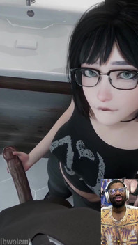Super Cute Ass Goth Girl Jerks off a BBC