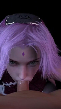 Sakura chupa pau em primeiro plano | Naruto - paródia 3D hentai