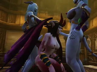 Wraith Futa: Two futa draenei fuck succubus threesome : Warcraft Porn Parody