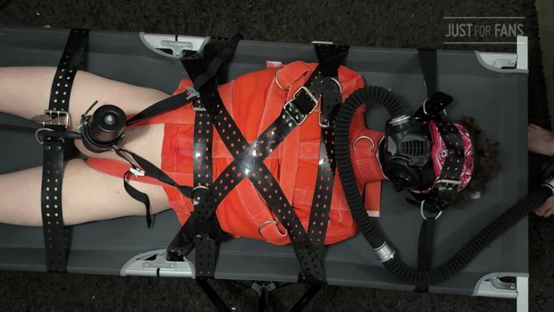 Inmate Cody and SubEdgeX: Bondage Twink Strapped to Campbed in Straitjacket and Gas Mask