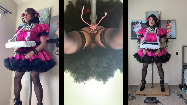Sissy Candy: La cameriera sissy con il suo vassoio di servizio cavalca...