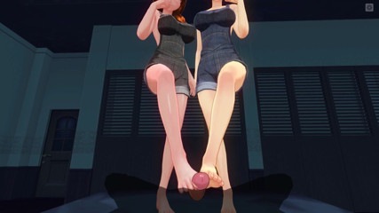 H3DC: 3D hentai POV two redhead stepsisters masturbate your cock with...