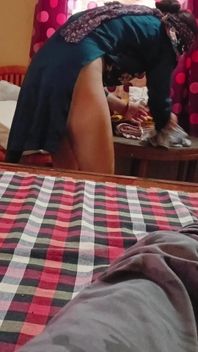 Desi Housewife Changing Panty in From of Her Lover