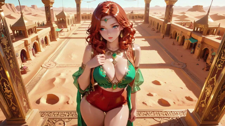 Tay Swift X: Lazy Seduction in the Desert Palace, Green and Red Tight...