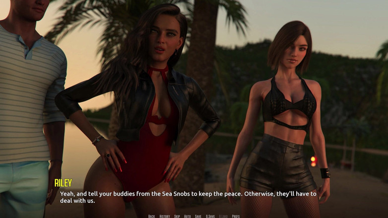 3D Cartoon Porn: Dominos Beach 5 Sfw Walkthrough: Джонні зустрічає повстанців банди нових друзів і пляжний альянс дражнити