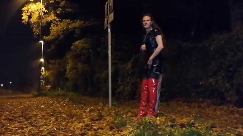 Slut Bella: Slutty Bella Strips Outdoors at Night and Plays with Herself