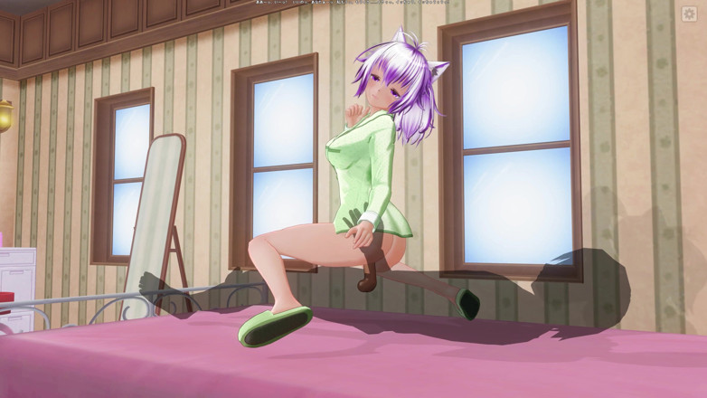 H3DC: 3D HENTAI. Krásná přítelkyně v zeleném pyžamu reverzní cowgirl
