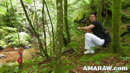 Amaraw: Brunette Shannaya Tweeks getting facialized in the woods