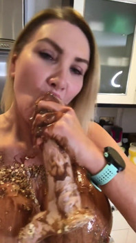 34JJ fake tits and ass messy food play