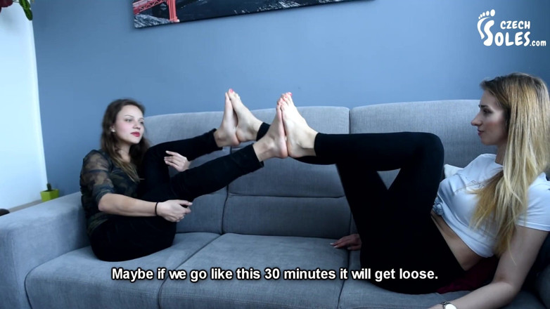 Czech Soles - foot fetish content: Two girls glued their sexy bare feet together!