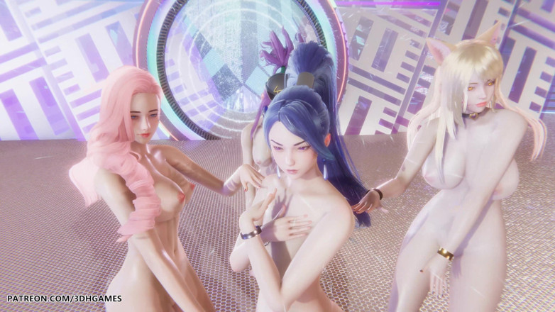 3D-Hentai Games: [mmd] Aespa - Les filles Ahri Akali Seraphine Kaisa dansent nues...