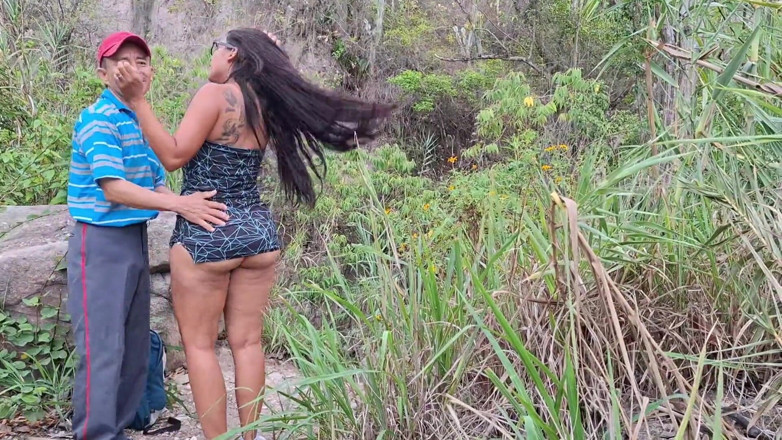 Lady: Perverted Old Man Fucks His Busty Stepdaughter in the Jungle...