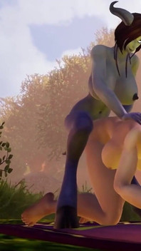 Draenei Futa Dickgirl mengongkek Elf panas | Parodi lucah Warcraft