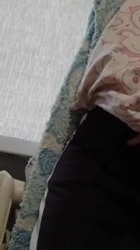 A Slender Brunette in a Robe Masturbates at Home After University