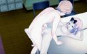 Hentai Smash: Чіка Фуджівара трахається раком з Міюкі Широгане, поки він не кінчає на її дупу - любов - військовий хентай