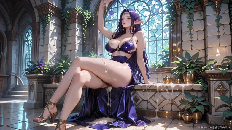 Tay Swift X: Fantasy Castle, une déesse elfe violette taille une pipe, footjob...