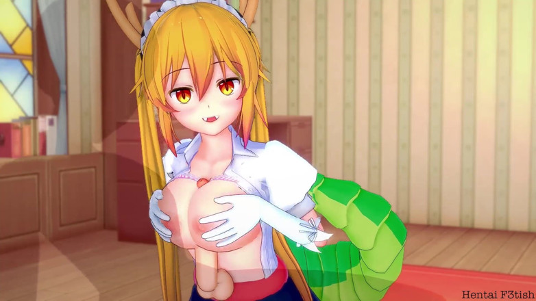 HentaiF3tish: Bayan Kobayashi'nin ejderha hizmetçisi hentai: Tohru büyük bir döl alıyor
