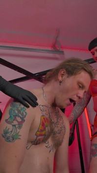 Lucky Bitch Boy Sub Gets His Mouth Fucked and Balls Beaten