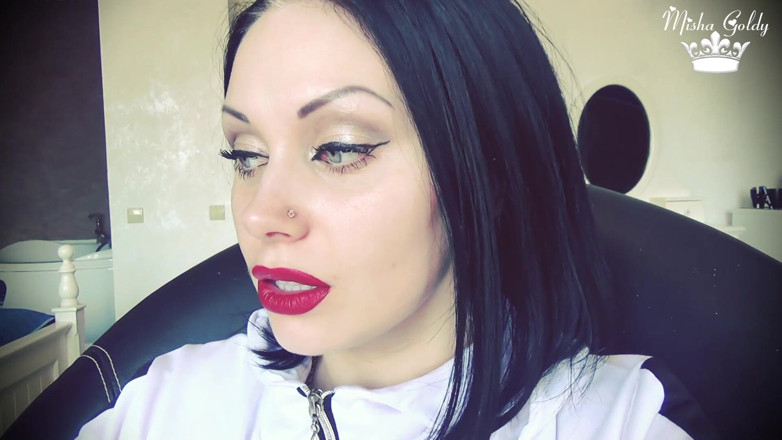 Goddess Misha Goldy: Smoke from dark red big lips