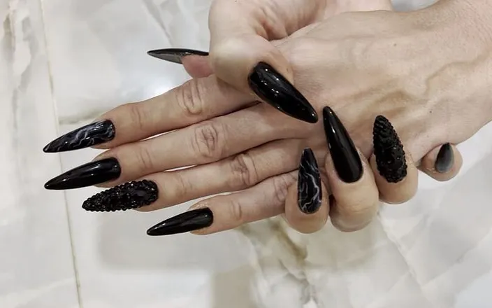 Julia domaina: Long Black Nails, Long Fingers and Hands Worship