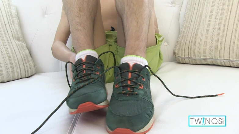 Twin Qs: Hot twink in white socks Xander shows off tiny butthole!