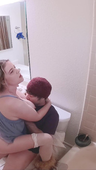 Masturbating Stepmom in the Bathroom Invites Stepson in for Sex