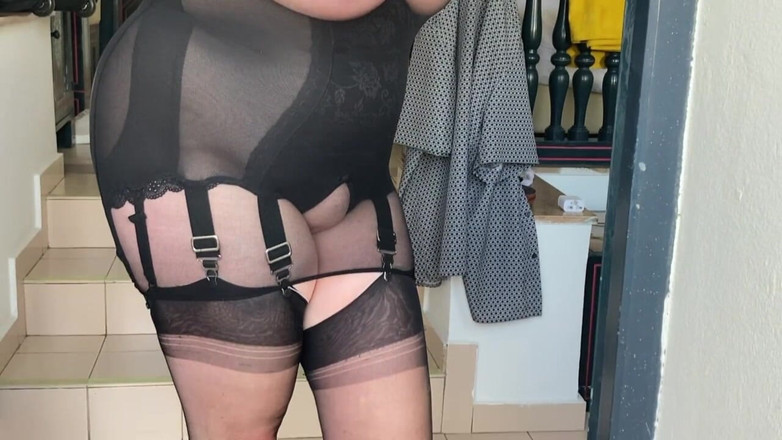 Aunty Sandra vintage girdle queen: Oc Girdle과 쉬어 드레스를 입은 아줌마