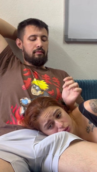 Redhead Roommate Sucks Quietly on Her Lap and Gets Thick Cum on Her Face