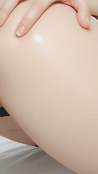 Frágil femboy futa usando vibrador de conejo mientras acaricia