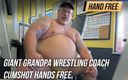 Hand free: Giant grandpa wrestling coach cumshot hands free says get in...