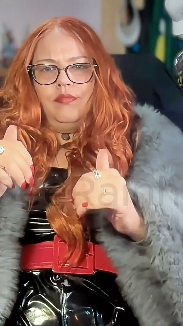 Goddess Maya3ee Rainha: Smoking Brazilian Saggy Tits Redhead Goddess in Fur and Latex -...