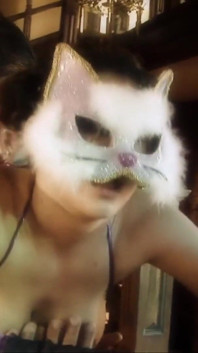 Jodie James cat plays with her favourite cock