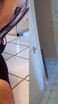 Worshiping the fishnets feet of a BBW
