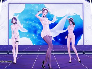 3D-Hentai Games: 헐리 burly 섹시한 메이드 벌거벗은 댄스 4K