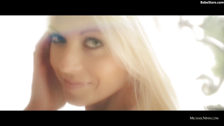 Babe Stare: A glamour striptease by beautiful blonde model babe