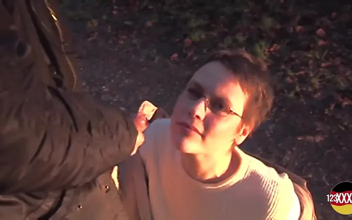 123XXX - Fucked Amateurs in Germany!: Shorthaired Brunette with Glasses Sucks and Fucks Outdoor