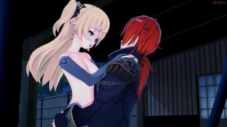 Hentai Smash: Fischl gets fucked against a wall and given a doggystyle...