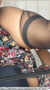 Kinky African MILF Chain Stuffed and Self Peeing