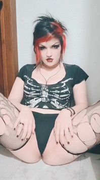 Sneaky Little Goth Slut Secretly Masturbates in the Family Bathroom