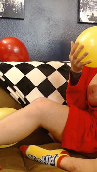 Red Yellow Balloon Blowup Licking Squeaky Squeezing