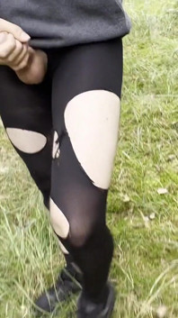 Teen boy walks in nature naked for gay Stepdaddy big dick pantyhose, flash Cut pants