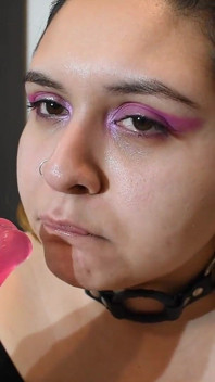 Dildo Gagging Slut Gets Wet and Messy!