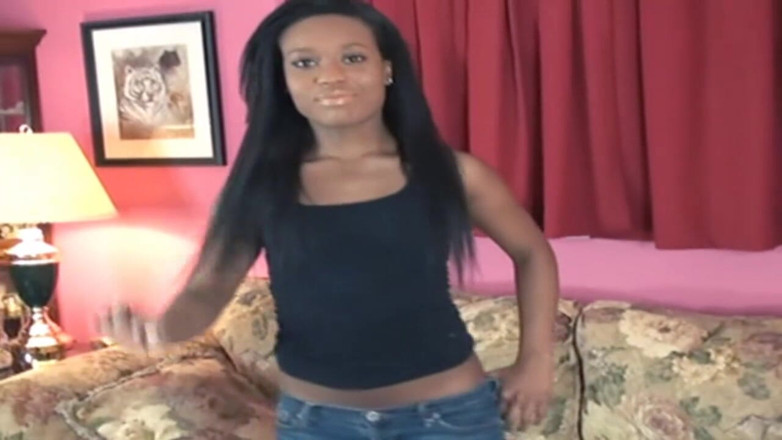 BANGORA RETRO CLUB: Seductive Ebony Babe Strips Naked on Couch Teasing Pussy