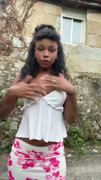 Young Slut Latina Flashing Tits Outside