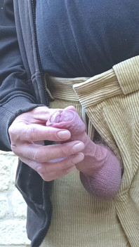 Big Uncut Cock Creamy Cum Outdoor Edging Wearing Cords
