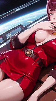 Komander berambut merah! Detik-detik persendirian di dalam kokpit kapal Sci-fi