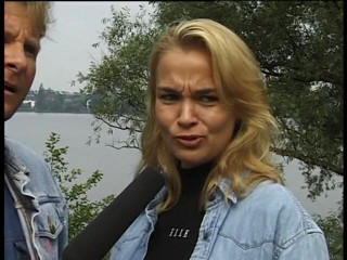 Lucky Cooch: Wonderful blonde german girl interviewed outdoors