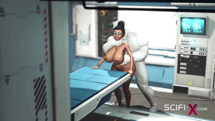 SciFi-X: A sexy young busty ebony has hard anal sex with...